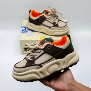 Fashion High-Sole Sneakers Brown