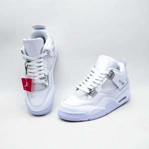 The Nike Air Jordan 4 Retro Pure Money stands as one of the cleanest and most timeless releases in the Jordan lineup. This sneaker is a celebration of minimalist design and premium craftsmanship, blending iconic basketball heritage with everyday street-style appeal. It features an all-white leather upper that highlights the brand’s commitment to quality and attention to detail. The simplicity of the colorway allows the intricate design elements of the Jordan 4 to stand out—like the signature mesh panels, molded eyelets, and supportive wings. The metallic chrome accents on the heel and lace tabs add a luxurious touch, giving the sneaker a refined and upscale feel.